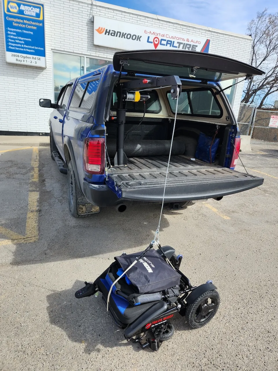Custom Mobility Chair Crane custom build at E-MORTAL CUSTOMS