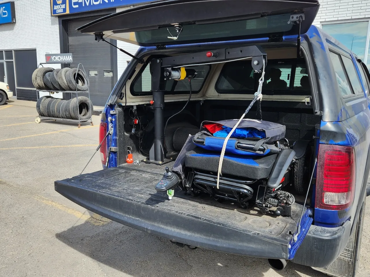Custom Mobility Chair Crane custom build at E-MORTAL CUSTOMS