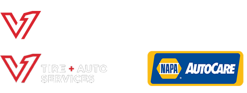 E-MORTAL CUSTOMS, V1 Tire and Auto Services, and NAPA AutoCare logos